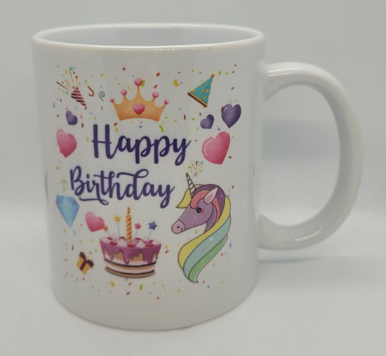 Afbeeldingen van Mok Glanzend Happy Birthday unicorn