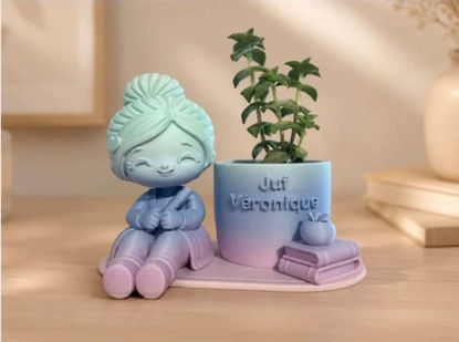Afbeeldingen van 3d bloempotjes Juf of meester met naam